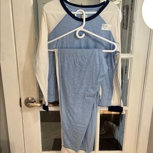 W17.   Blue and Cream Raglan Pajama Set
